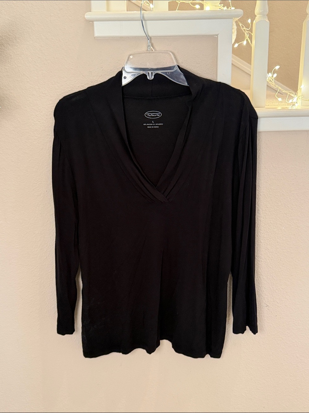 Talbots Black Long Sleeve V-Neck Top